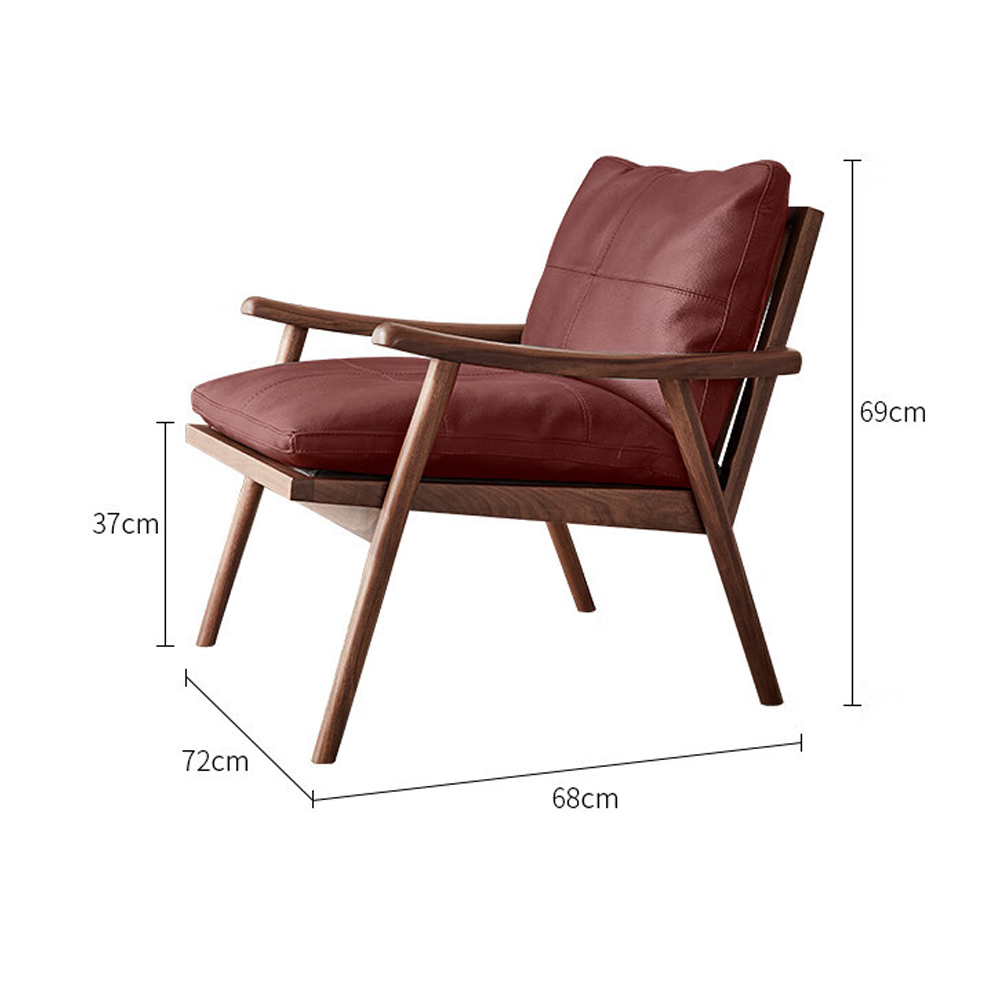 Кресло c каркасом из массива дерева и мягкой кожаной обивкой Walnut Armchair в Волгограде
