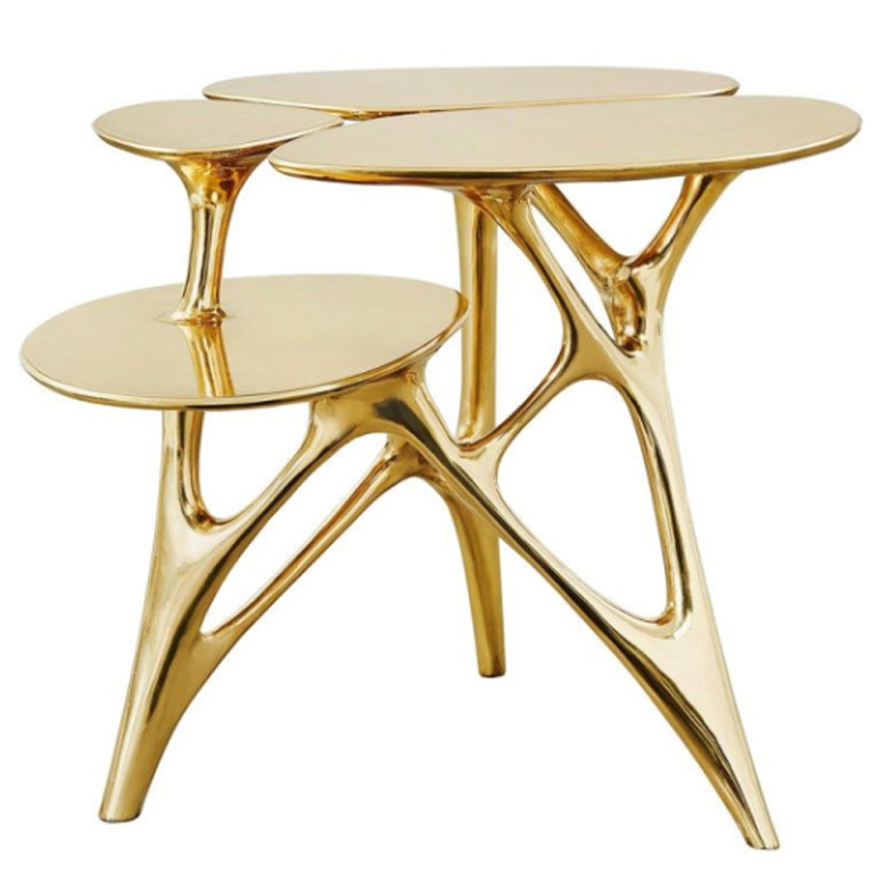 Дизайнерский приставной столик Lotus Small Side Table or End Table Brass by Zhipeng Tan Золотой Дизайнерский приставной столик Lotus Small Side Table or End Table Brass by Zhipeng Tan Золотой в Волгограде | Loft Concept