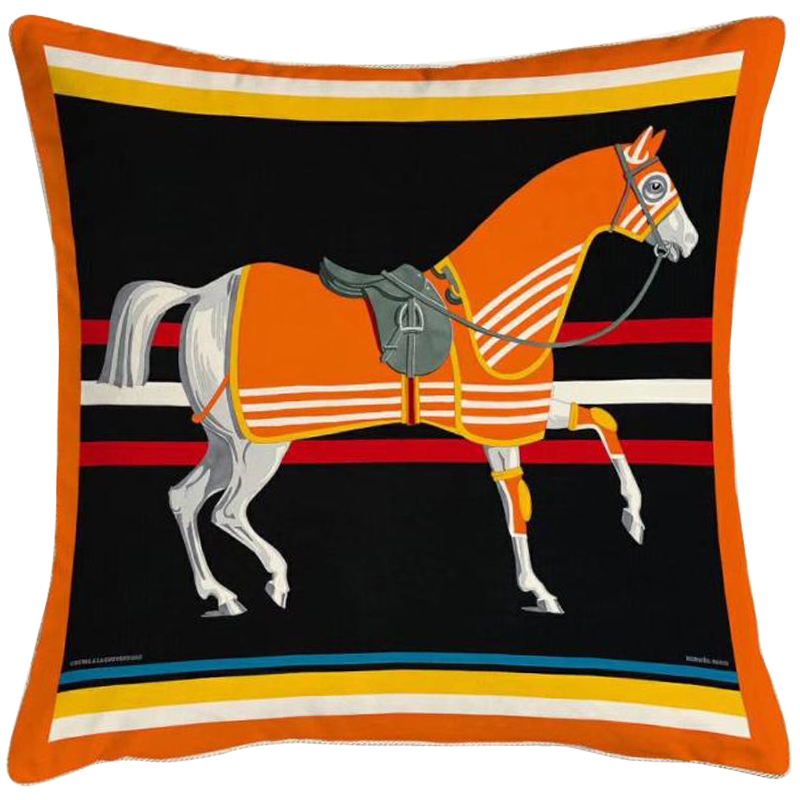 Декоративная подушка Hermes Horse 67 Черный Оранжевый Желтый Мульти Декоративная подушка Hermes Horse 67 Черный Оранжевый Желтый Мульти в Волгограде | Loft Concept