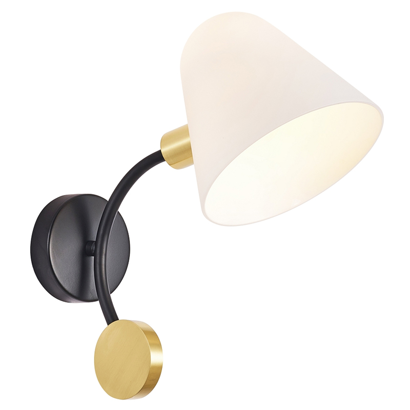 Бра с белым матовым плафоном Wind Bells Белый Золотой Черный Бра с белым матовым плафоном Wind Bells Белый Золотой Черный в Волгограде | Loft Concept