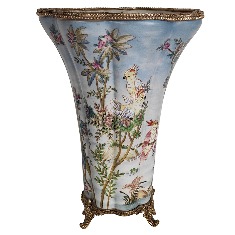 Ваза Blue Vase Parrots Bronze Edging Бронза Мульти Голубой Ваза Blue Vase Parrots Bronze Edging Бронза Мульти Голубой в Волгограде | Loft Concept
