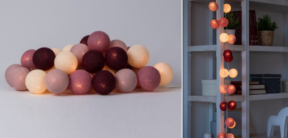 Гирлянда хлопковые фонарики Сotton Ball Rosegarden - Loft-Concept в Волгограде