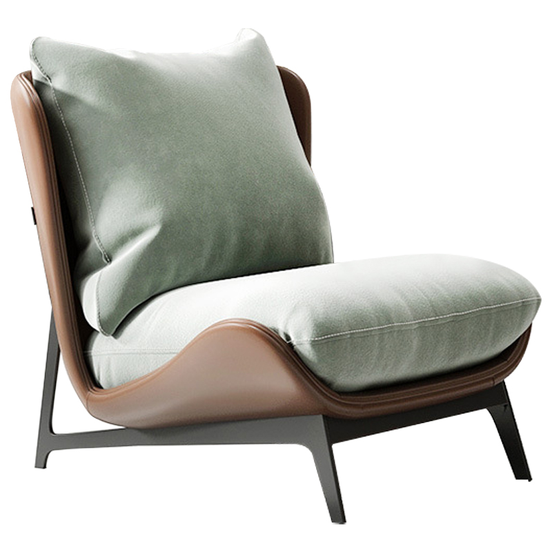Кресло Maxwell Green Textile Leather Armchair Зеленый шалфей Коричневый Черный Кресло Maxwell Green Textile Leather Armchair Зеленый шалфей Коричневый Черный в Волгограде | Loft Concept