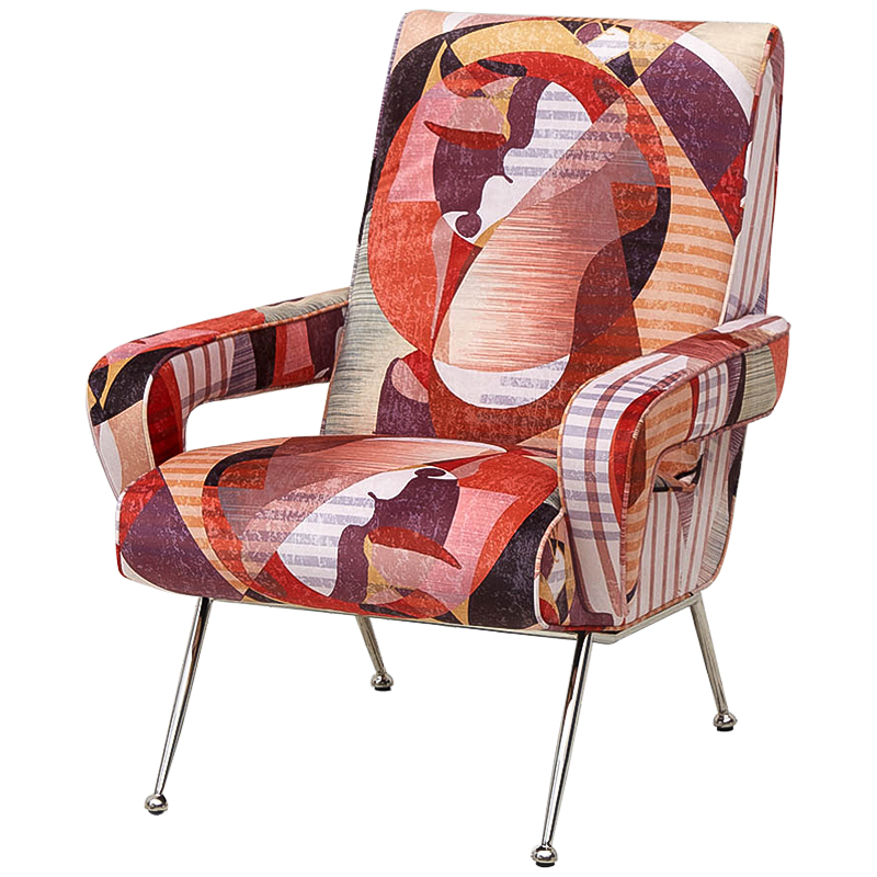 Кресло Face Geometric Print Armchair Мульти Красный Серебряный Кресло Face Geometric Print Armchair Мульти Красный Серебряный в Волгограде | Loft Concept