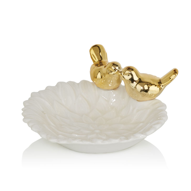 Блюдо Decorative Dish Birds Kiss Белый Глянцевое золото Блюдо Decorative Dish Birds Kiss Белый Глянцевое золото в Волгограде | Loft Concept