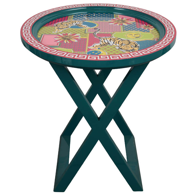 Приставной стол Tigers Painted Round Countertop Side Table Изумрудный Мульти Приставной стол Tigers Painted Round Countertop Side Table Изумрудный Мульти в Волгограде | Loft Concept