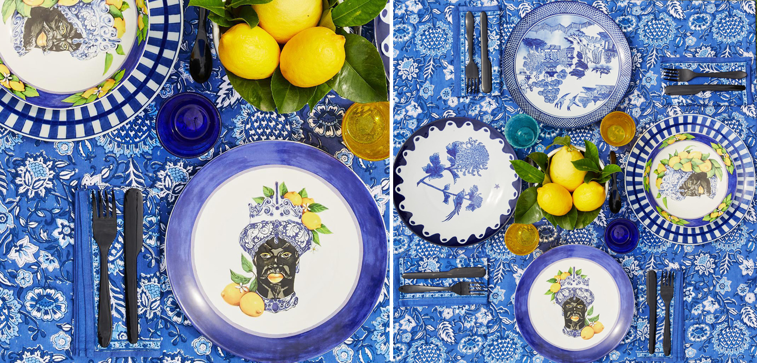 Тарелка Abhika PLATE MORO HEAD SMALL D 15,5 Blue - фото