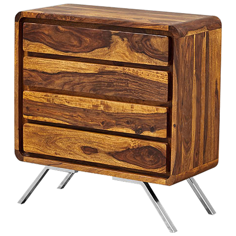 Комод деревянный на металлических ножках Liam Wood Commode Коричневый Хром Комод деревянный на металлических ножках Liam Wood Commode Коричневый Хром в Волгограде | Loft Concept