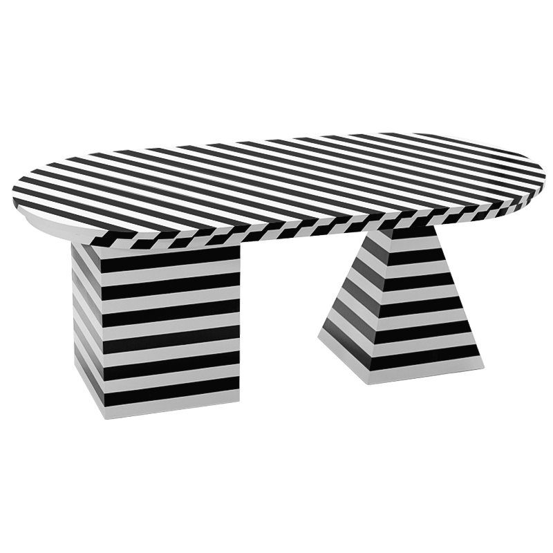 Обеденный стол Dining Table Striped Geometry Черно-белый Обеденный стол Dining Table Striped Geometry Черно-белый в Волгограде | Loft Concept