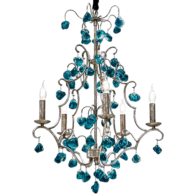 Люстра Crystal Blue Cupertino Chandelier 55 Морская синь Серебро винтаж Люстра Crystal Blue Cupertino Chandelier 55 Морская синь Серебро винтаж в Волгограде | Loft Concept
