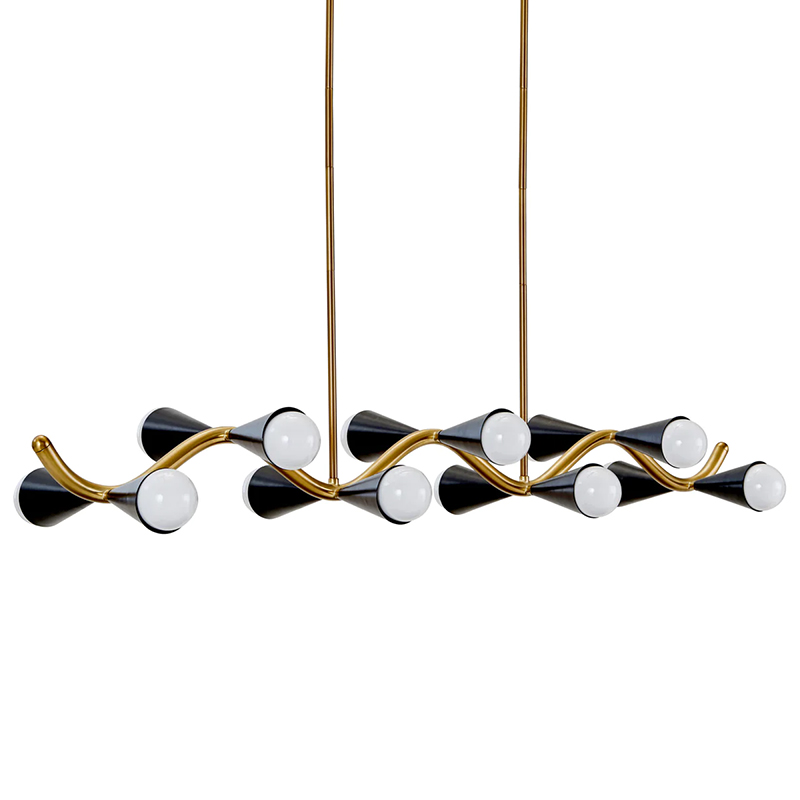 Линейная люстра Jonathan Adler CARACAS WAVE CHANDELIER Латунь Черный Линейная люстра Jonathan Adler CARACAS WAVE CHANDELIER Латунь Черный в Волгограде | Loft Concept