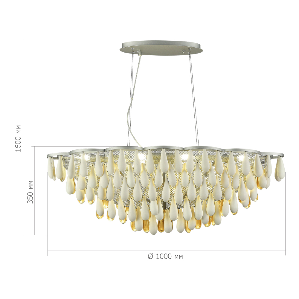 Люстра с подвесками в форме капель на серебристом каркасе Raindrop в Волгограде