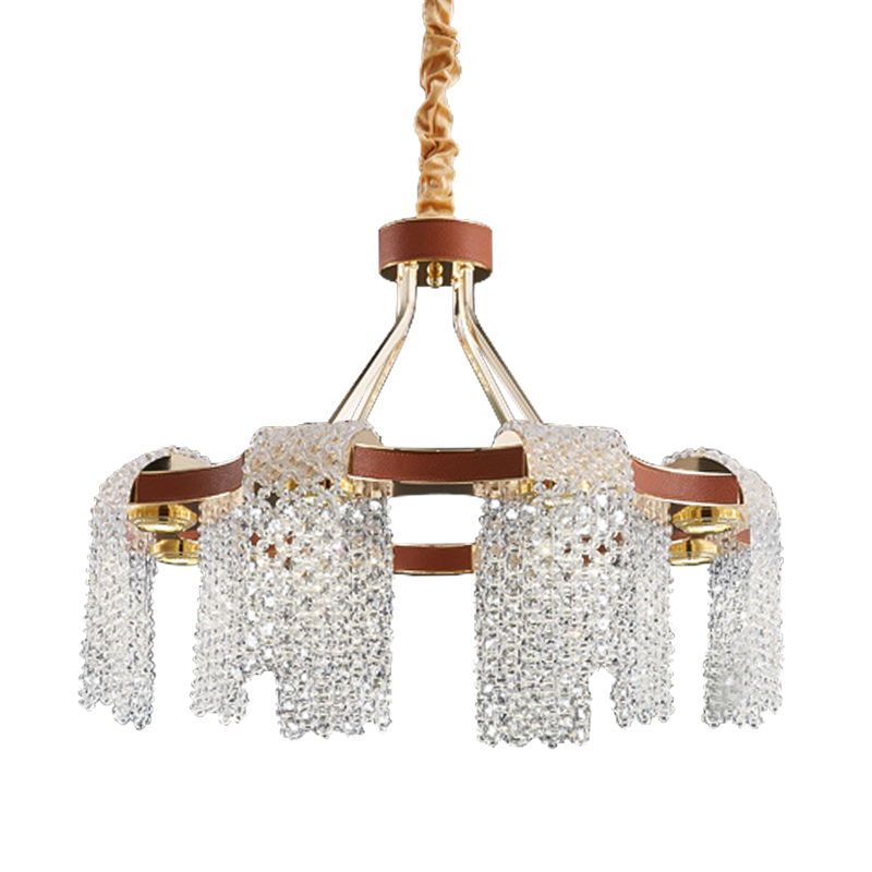 Люстра Leather Glass Chandelier 60 Золотой Коричневый Прозрачный Люстра Leather Glass Chandelier 60 Золотой Коричневый Прозрачный в Волгограде | Loft Concept