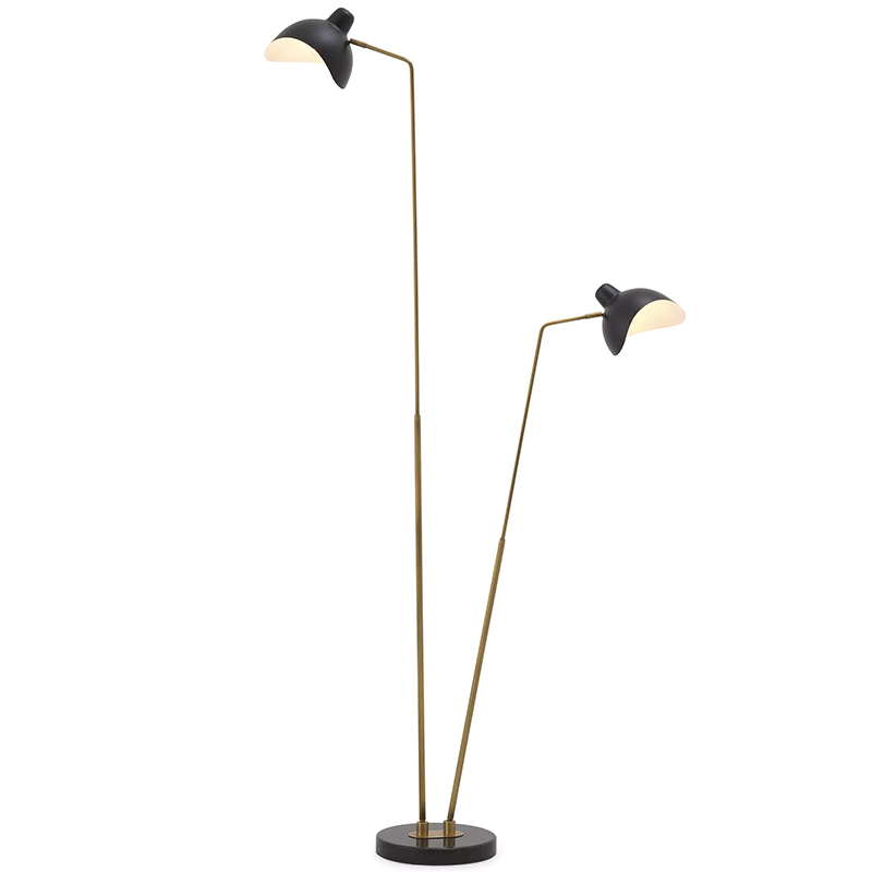 Торшер Eichholtz Floor Lamp Asta Double Черный Черный Мрамор Nero Латунь в Волгограде | Loft Concept 