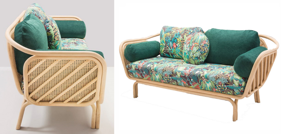 Диван из ротанга Wicker Sofa с Зеленой обивкой Диван из ротанга Wicker Sofa с Зеленой обивкой в Волгограде