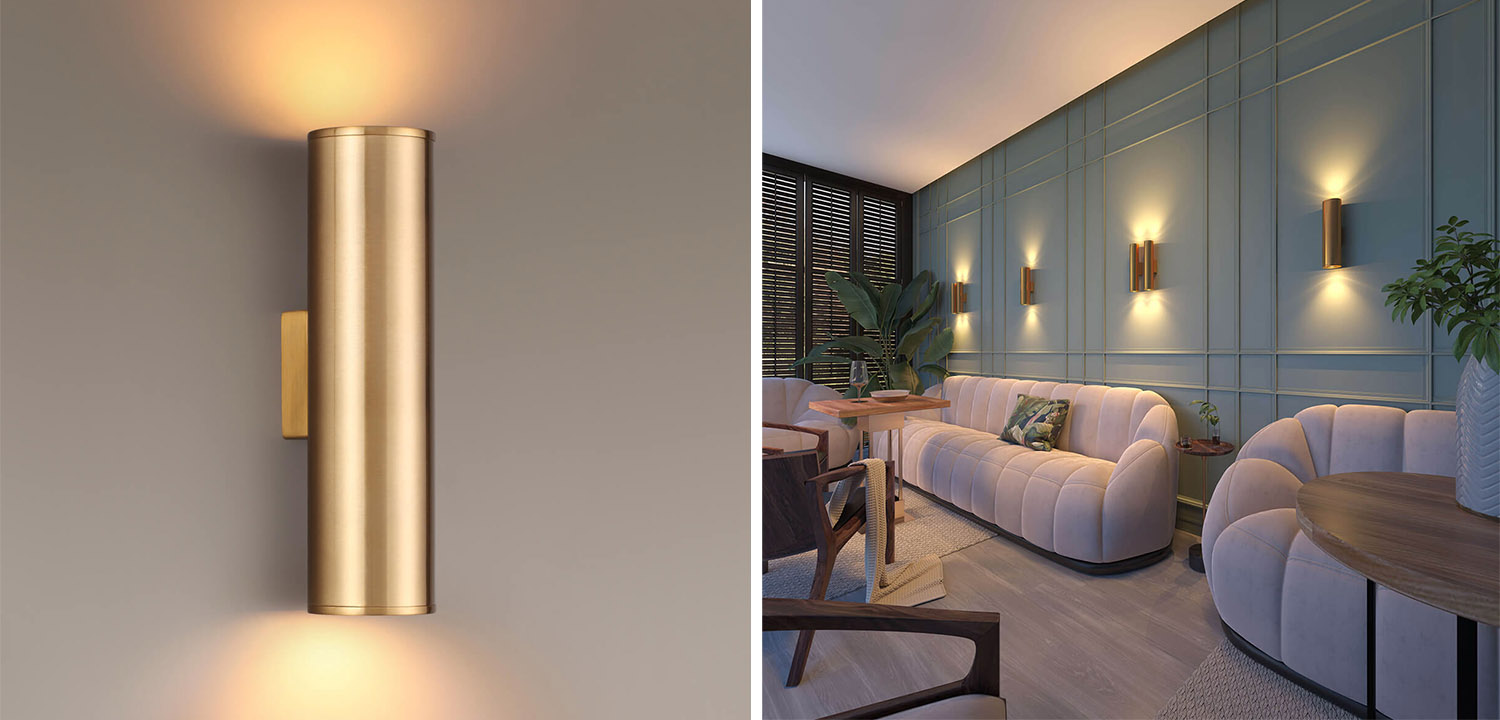 Бра Derk Trumpet tube Wall lamp Gold - фото