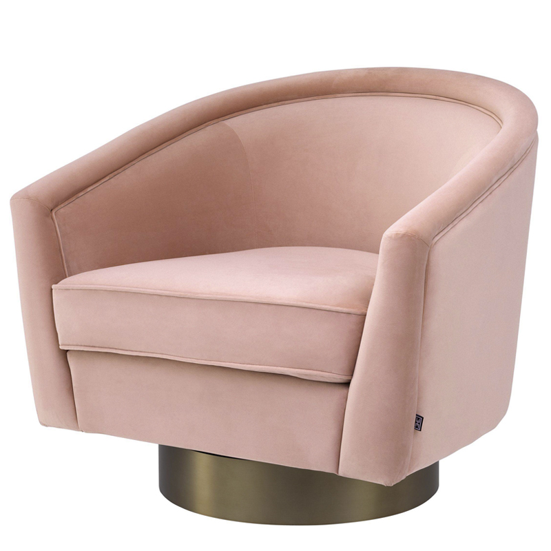 Кресло Eichholtz Swivel Chair Catene nude Розовый пастельный матовое золото в Волгограде | Loft Concept 