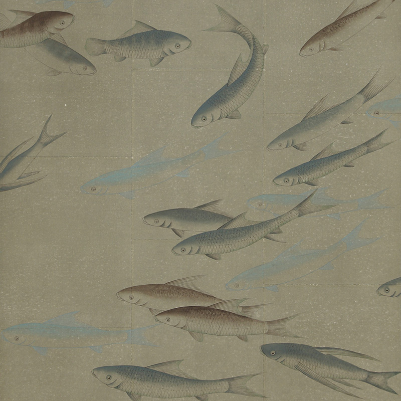 Обои ручная роспись Fishes Special Colourway on Lead Grey India tea paper Обои ручная роспись Fishes Special Colourway on Lead Grey India tea paper в Волгограде | Loft Concept