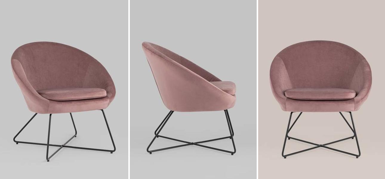 Кресло Avital пыльно-розовый велюр - фото