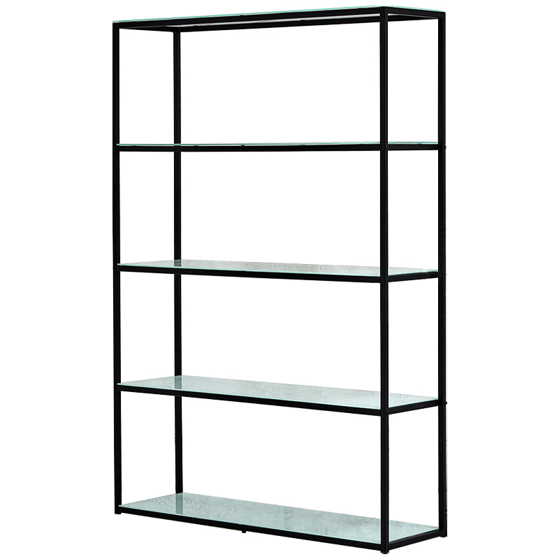 Стеллаж металлический со стеклянными полками Hebert Marble Glass Rack Черный Белый Стеллаж металлический со стеклянными полками Hebert Marble Glass Rack Черный Белый в Волгограде | Loft Concept