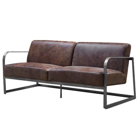 Диван INDIO METAL leather SOFA Коричневый Диван INDIO METAL leather SOFA Коричневый в Волгограде | Loft Concept
