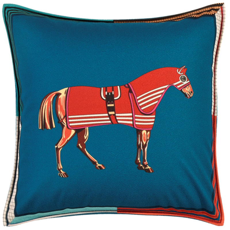 Декоративная подушка Hermes Horse 41 Синий Красный Мульти Декоративная подушка Hermes Horse 41 Синий Красный Мульти в Волгограде | Loft Concept