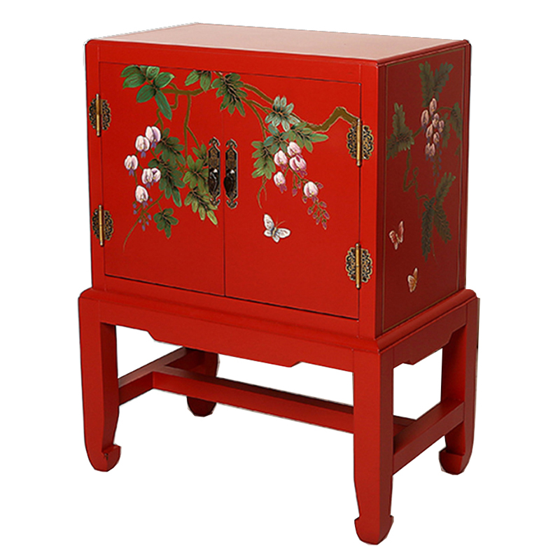 Красная Тумба в Китайском Стиле ручная роспись Бабочки и Ветвь Butterflies and Branch Nightstand Красный Красная Тумба в Китайском Стиле ручная роспись Бабочки и Ветвь Butterflies and Branch Nightstand Красный в Волгограде | Loft Concept