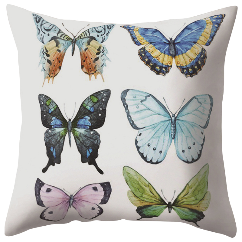 Декоративная подушка Six Butterflies Белый Мульти Декоративная подушка Six Butterflies Белый Мульти в Волгограде | Loft Concept