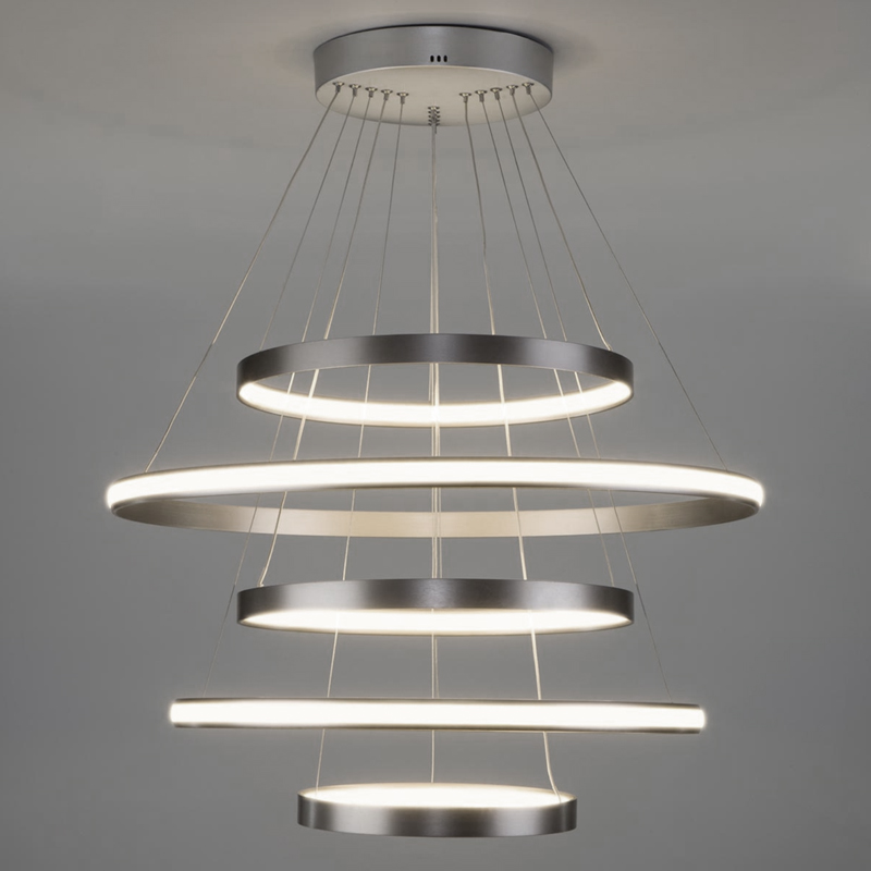 Люстра Light Ring Vertical Silver 5 колец Никель Сатин Люстра Light Ring Vertical Silver 5 колец Никель Сатин в Волгограде | Loft Concept