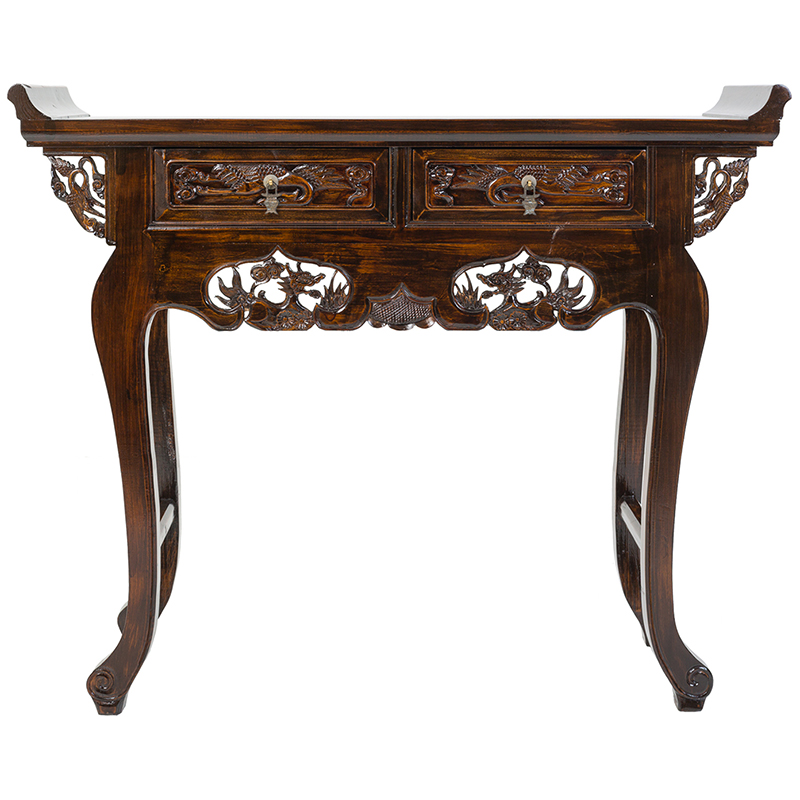 Консоль деревянная в Китайском стиле с 2-мя ящиками Chinese Dragon Console Коричневый Консоль деревянная в Китайском стиле с 2-мя ящиками Chinese Dragon Console Коричневый в Волгограде | Loft Concept