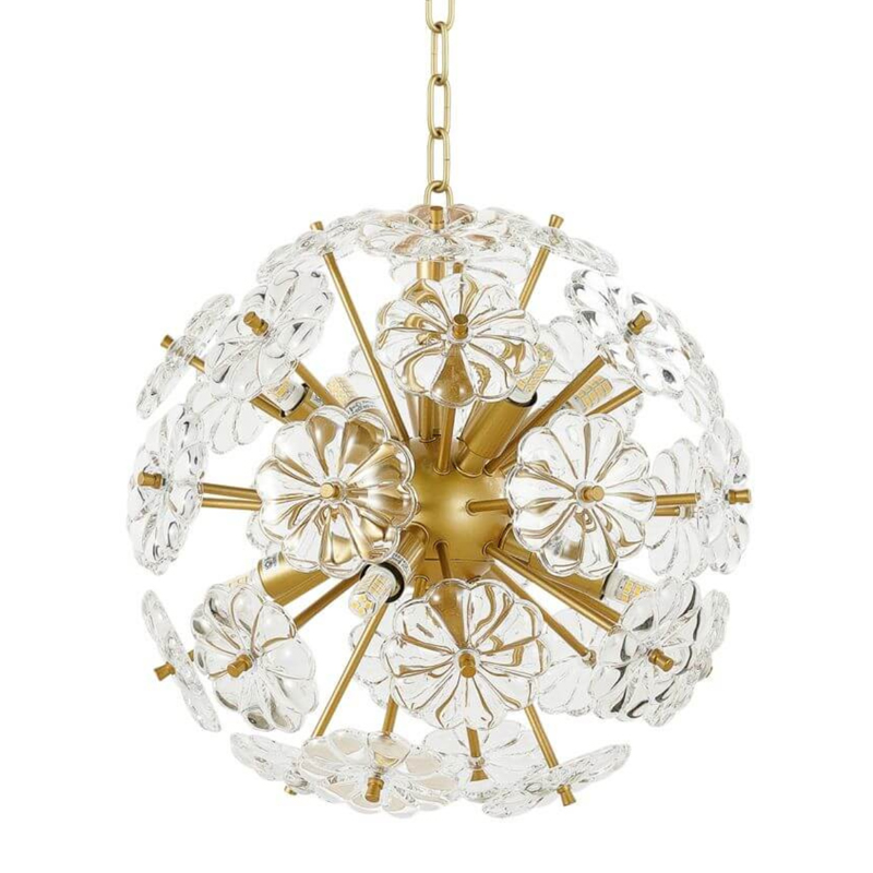 Люстра Glass Flowers Sputnik Chandelier D 32 матовое золото Прозрачное Стекло Люстра Glass Flowers Sputnik Chandelier D 32 матовое золото Прозрачное Стекло в Волгограде | Loft Concept