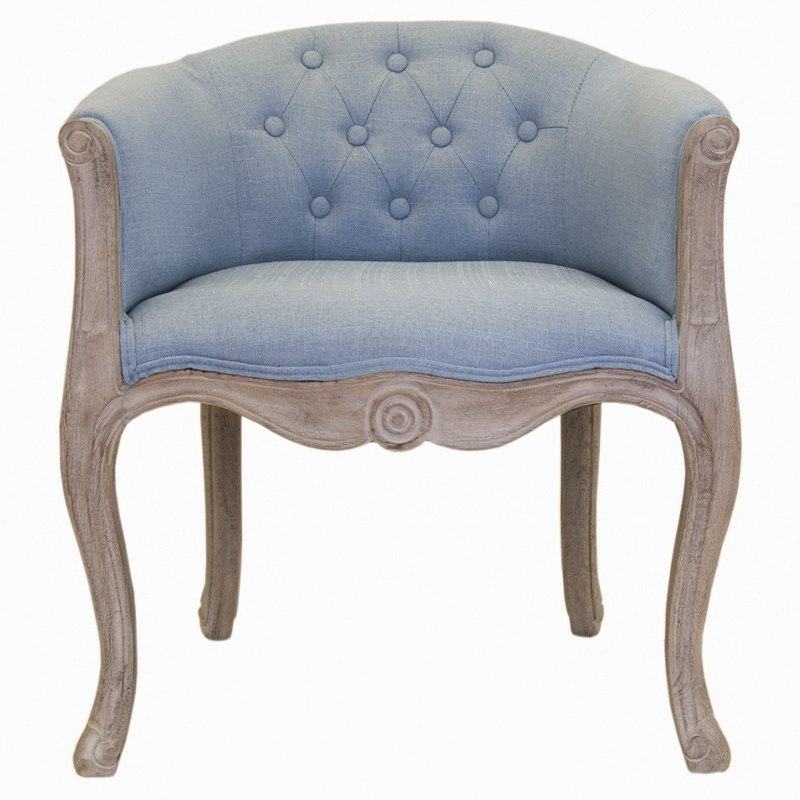 Кресло низкое в стиле прованс Louis French Armchair light blue flax Светло-голубой Бежево-серый в Волгограде | Loft Concept 