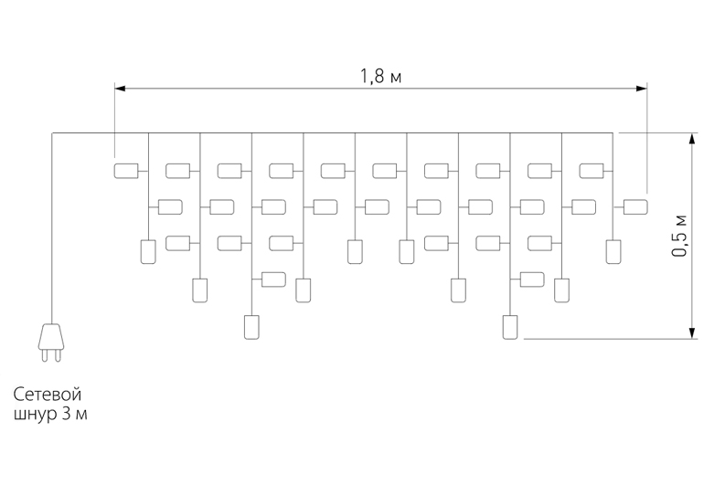 Гирлянда Бахрома с Цветными светодиодами в Волгограде