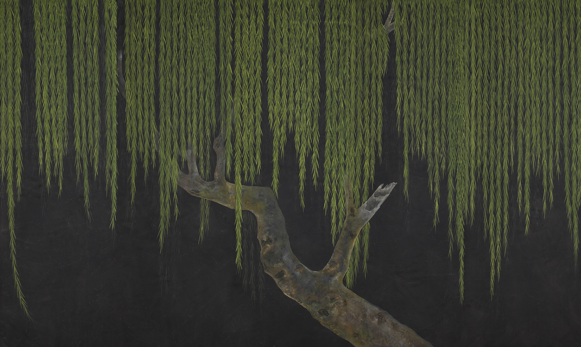 Обои ручная роспись Willow Original colourway on Edo Night painted silk Обои ручная роспись Willow Original colourway on Edo Night painted silk - постер Loft-Concept в Волгограде