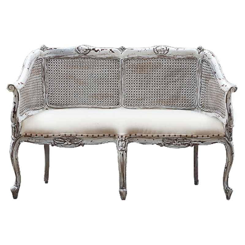 Диван Maria Antoinette Wicker Sofa Бежевый Белый винтажная патина Диван Maria Antoinette Wicker Sofa Бежевый Белый винтажная патина в Волгограде | Loft Concept