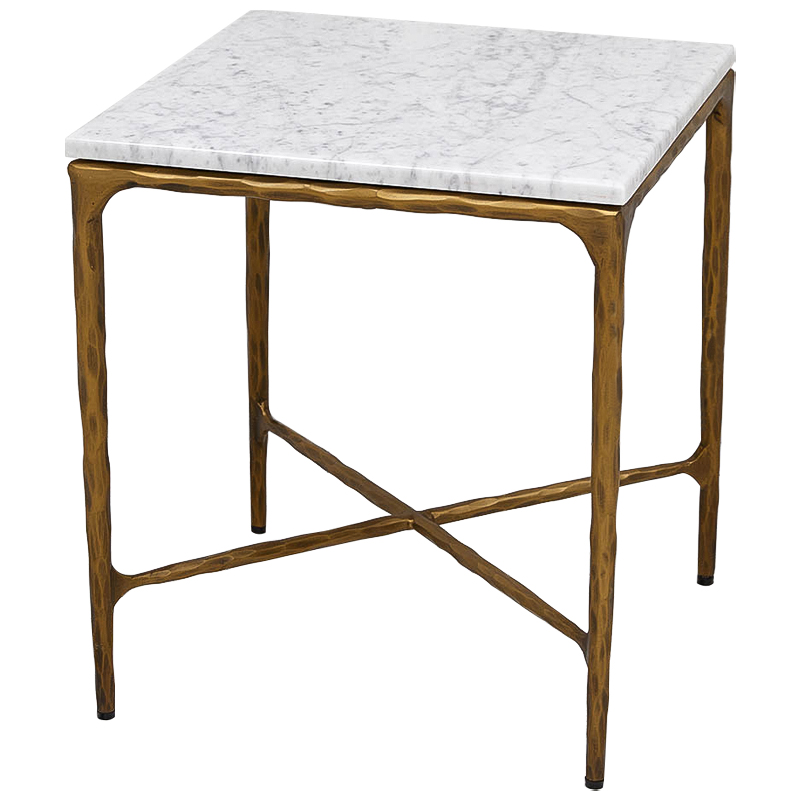 Приставной стол с мраморной столешницей квадратный Randy Marble Coffee Table Золотой Белый Мрамор Bianco Приставной стол с мраморной столешницей квадратный Randy Marble Coffee Table Золотой Белый Мрамор Bianco в Волгограде | Loft Concept
