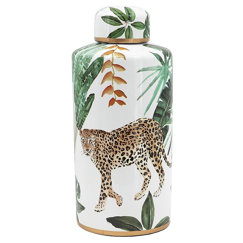 Ваза фарфоровая с ручной росписью Leopard Collection Белый Мульти Ваза фарфоровая с ручной росписью Leopard Collection Белый Мульти в Волгограде | Loft Concept