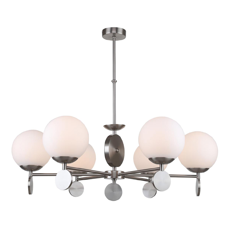 Люстра Kyran Nickel Chandelier 6 Никель Белый Люстра Kyran Nickel Chandelier 6 Никель Белый в Волгограде | Loft Concept