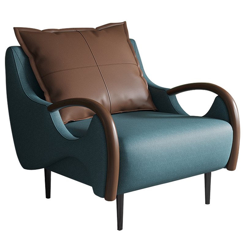 Кресло Oliwier Blue Armchair Синий Коричневый в Волгограде | Loft Concept 