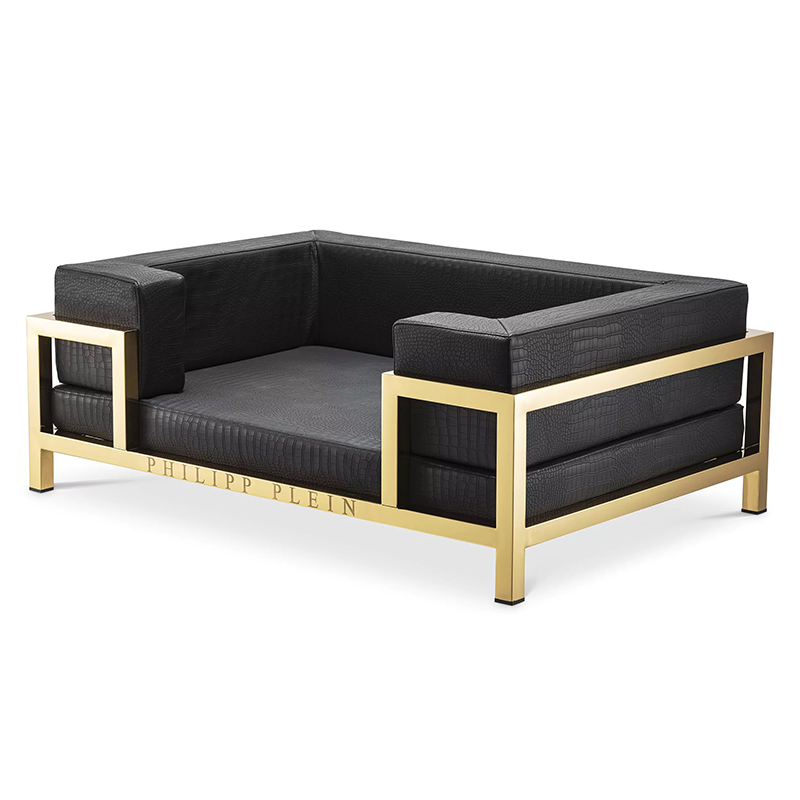 Лежанка для домашних животных Philipp Plein Dogbed High Conic Limited XL Gold Черный Золотой в Волгограде | Loft Concept 