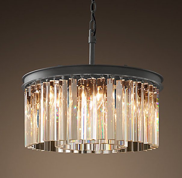 Люстра RH Rhys Clear Glass Prism Round Chandelier 40 Черный Люстра RH Rhys Clear Glass Prism Round Chandelier 40 Черный в Волгограде | Loft Concept