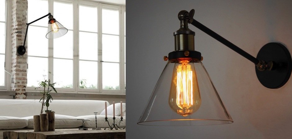 Бра Gloce Cone Shade Loft Industrial Glass Бра Gloce Cone Shade Loft Industrial Glass - Loft-Concept в Волгограде