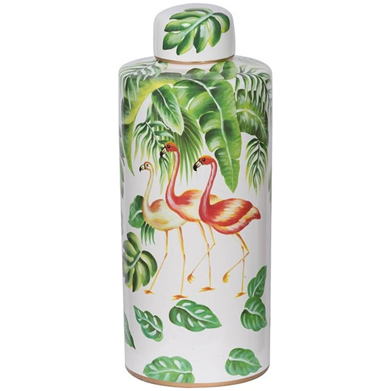 Ваза с крышкой Three Flamingos Green White Vase Белый Зеленый Красный Ваза с крышкой Three Flamingos Green White Vase Белый Зеленый Красный в Волгограде | Loft Concept