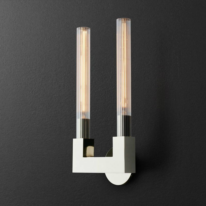 Бра RH CANNELLE wall lamp DOUBLE Sconces Chrome Хром Прозрачное Стекло Бра RH CANNELLE wall lamp DOUBLE Sconces Chrome Хром Прозрачное Стекло в Волгограде | Loft Concept