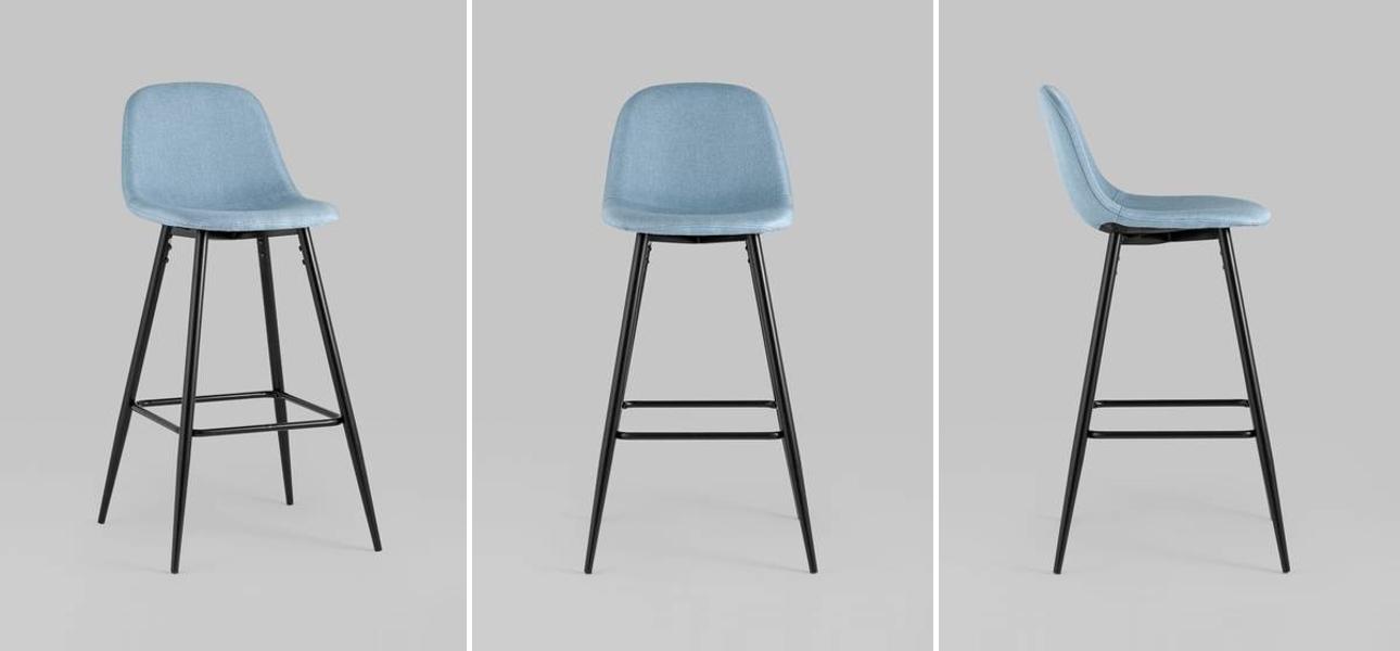 Барный Стул Archie Chair Голубая Рогожка - фото