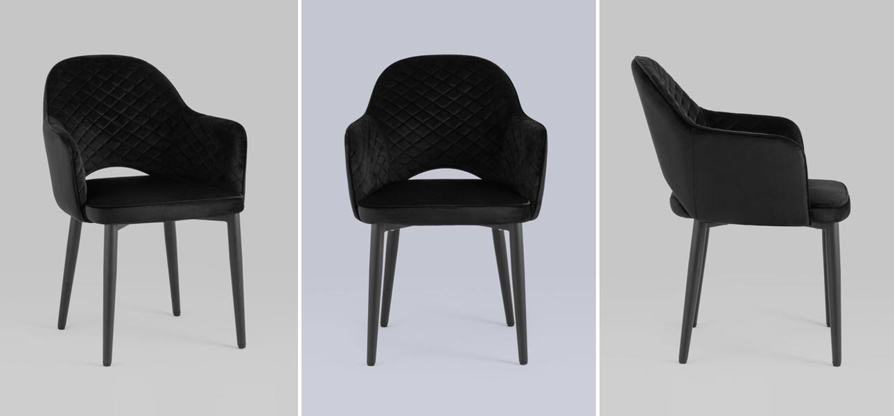 Стул SHARRON ромбы Черный Велюр - фото