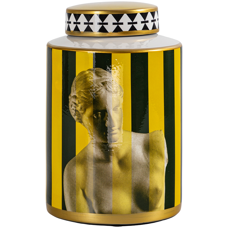 Ваза с крышкой Venus Yellow Black Vase Золотой Желтый Черный Черно-белый Ваза с крышкой Venus Yellow Black Vase Золотой Желтый Черный Черно-белый в Волгограде | Loft Concept