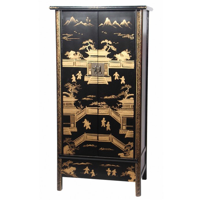 Китайский шкаф Black Gold Cabinet Черный в Волгограде | Loft Concept 