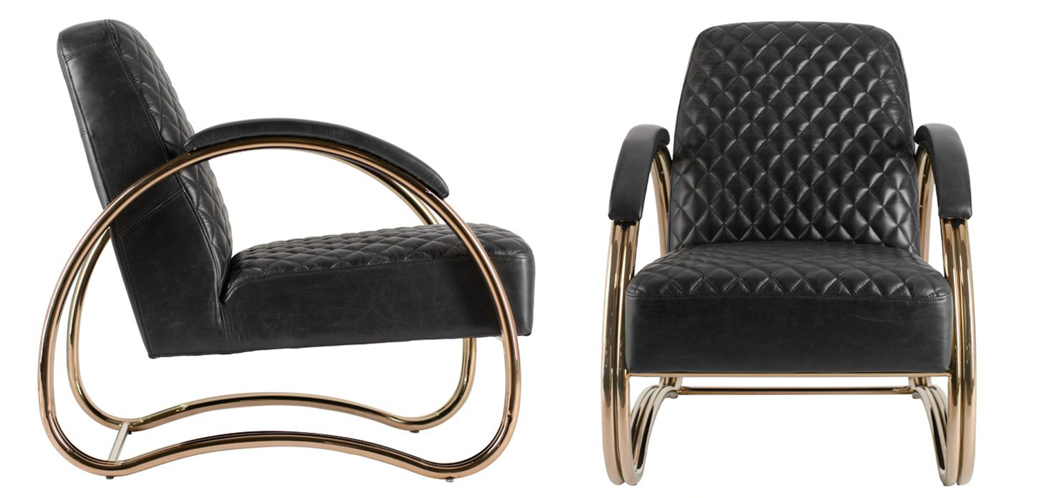 Кресло Hodges Armchair black leather - фото
