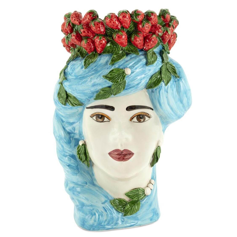 Ваза VASE STRAWBERRIES HEAD LADY BIG Blue Красный Голубой Ваза VASE STRAWBERRIES HEAD LADY BIG Blue Красный Голубой в Волгограде | Loft Concept